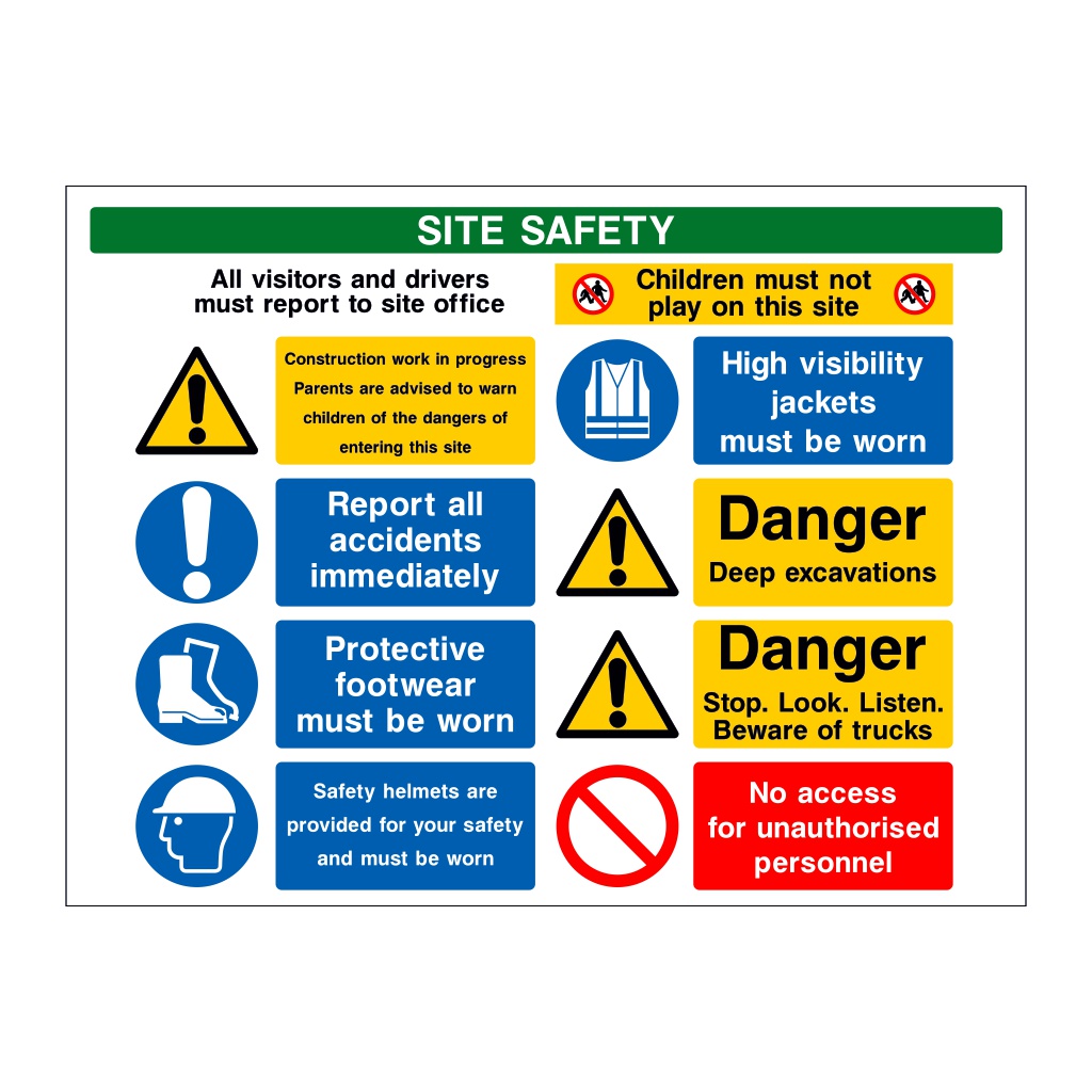 MultiMessage Site Safety Board British Safety Signs