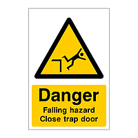 Danger Falling hazard Close trap door sign