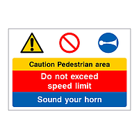 Caution Pedestrian area multi-message sign