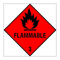 Flammable Class 3 hazard warning diamond sign