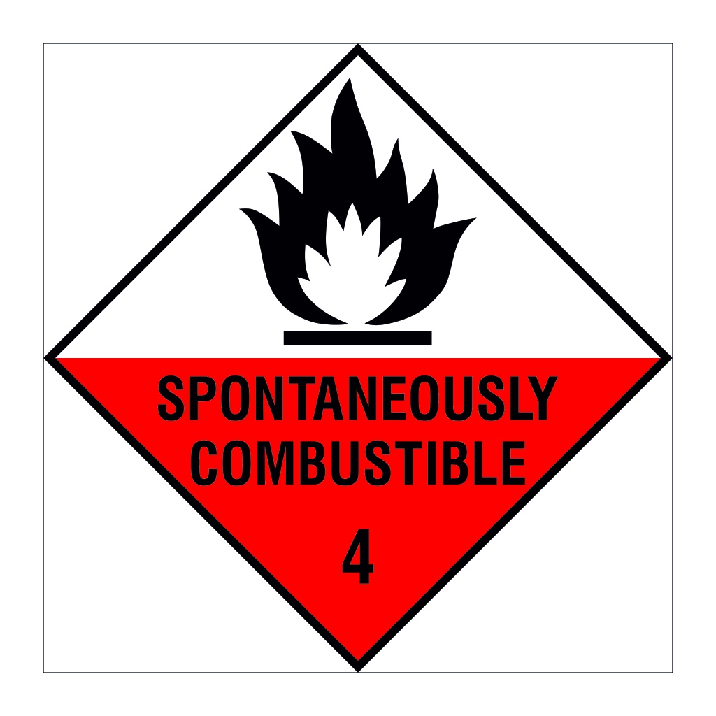 Spontaneously Combustible Class 4 hazard warning diamond sign