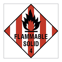 Flammable solid Class 4 hazard warning diamond sign