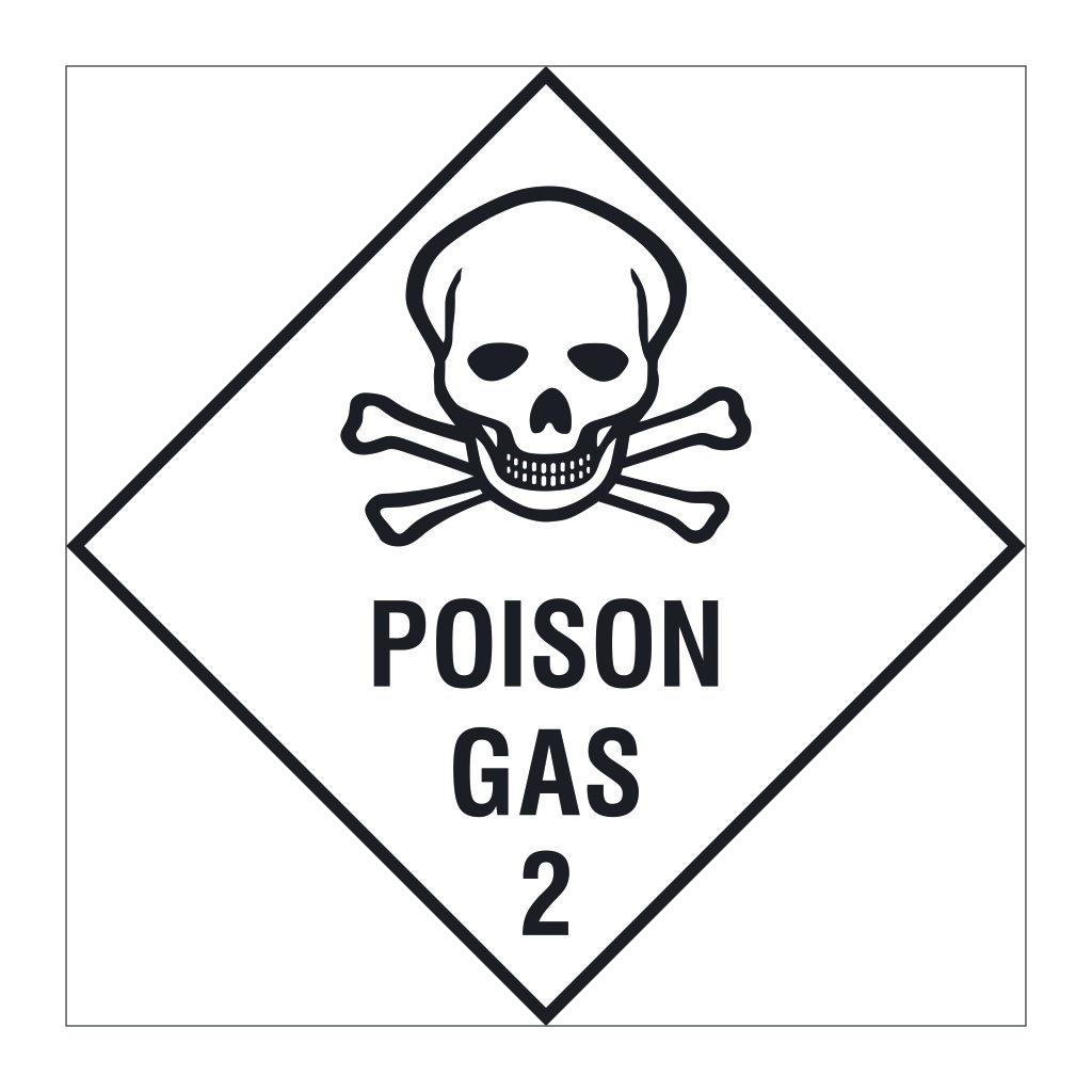 Poison gas Class 2 hazard warning diamond sign