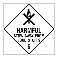 Harmful stow away from foodstuffs Class 6 hazard warning diamond sign