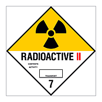 Radioactive 2 Class 7 hazard warning diamond sign