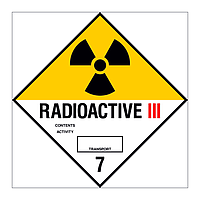 Radioactive 3 Class 7 hazard warning diamond sign