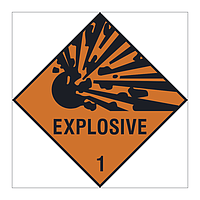 Explosive Class 1 Hazard Warning Diamond sign