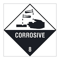 Corrosive Class 8 hazard warning diamond sign