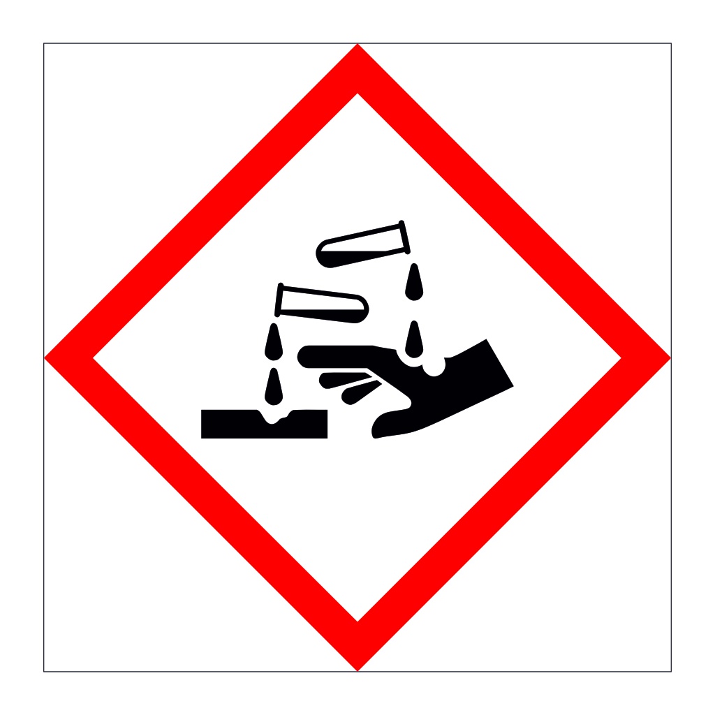Corrosive hazard warning diamond GHS label