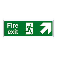 Fire exit arrow up right sign