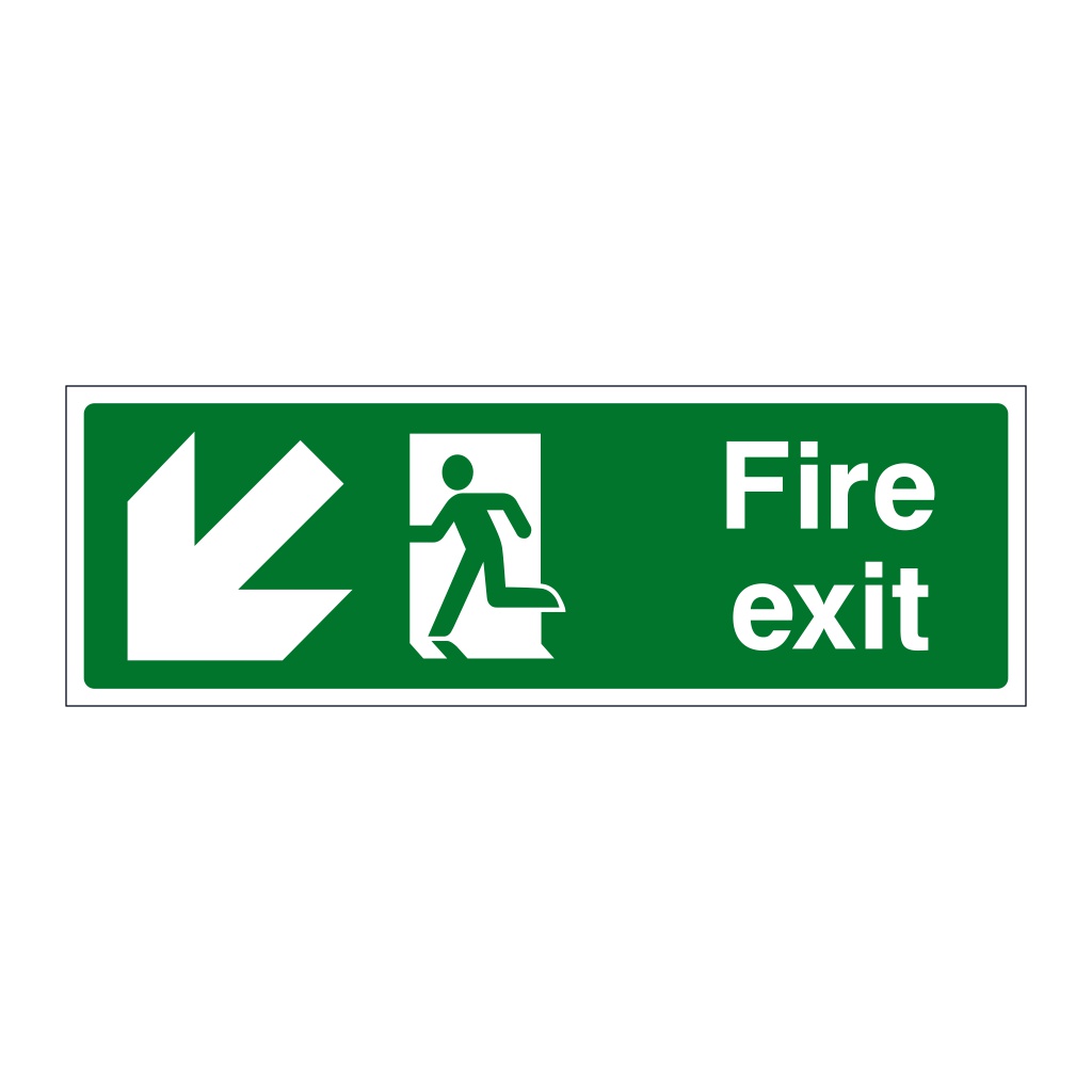 Fire exit arrow down left sign