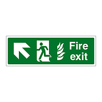 Fire exit NHS running man arrow up left sign