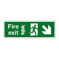 Fire Exit NHS Running Man Arrow Down Right sign