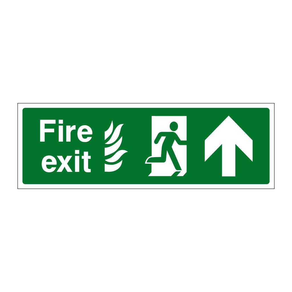 Fire exit NHS running man arrow up sign