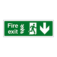 Fire Exit NHS Running Man Arrow Down sign
