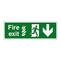 Fire exit NHS running man arrow down sign