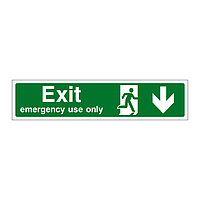 Exit Emergency use only arrow down sign
