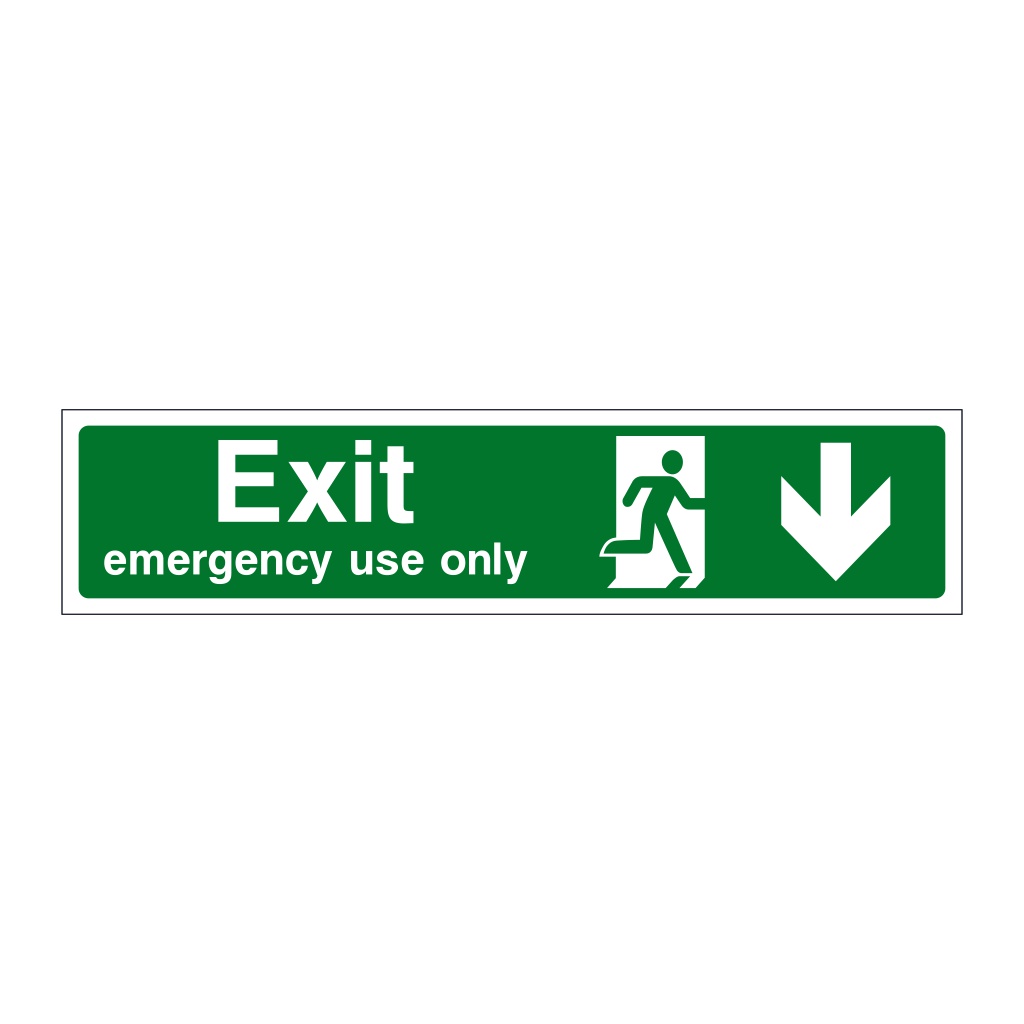 Exit Emergency use only arrow down sign