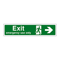 Exit Emergency use only arrow right sign