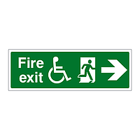Fire exit with disabled symbol arrow right sign