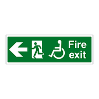 Fire exit with disabled symbol arrow left sign