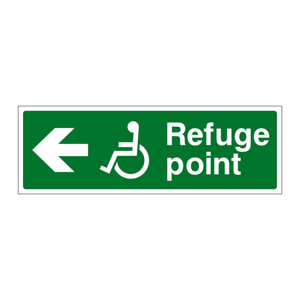 Refuge point with symbol arrow left sign