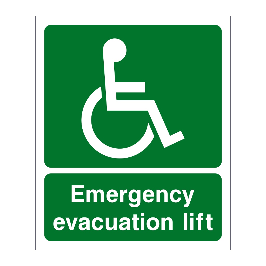 Emergency evacuation lift sign