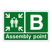 Assembly point B with arrows sign