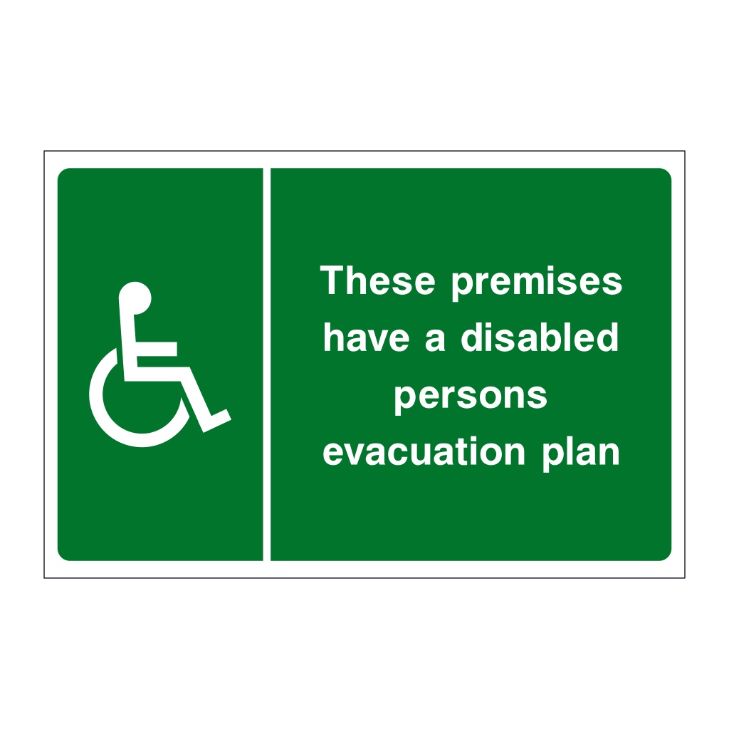 Disabled persons evacuation plan sign