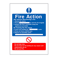 Fire action sign