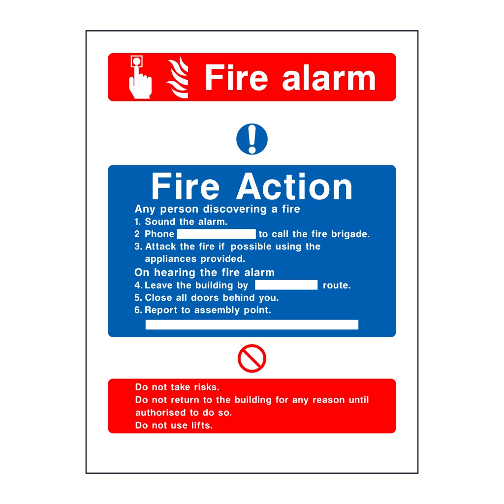 Fire action & fire alarm sign