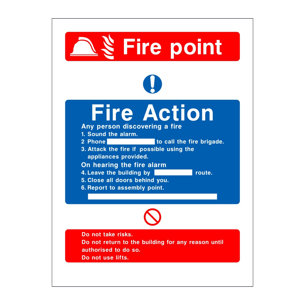 Fire action & fire point sign