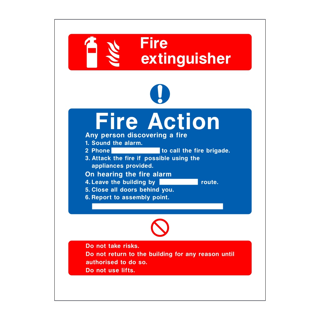 Fire action & fire extinguisher sign