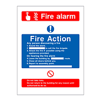 Fire action & fire alarm sign (no lift) 