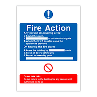 Fire action sign 6 point (No lift)