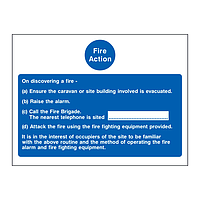 Fire action sign Points A-D