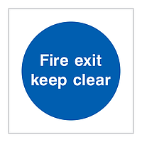 Fire exit keep clear sign