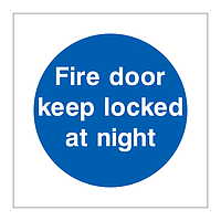 Fire door keep locked at night sign