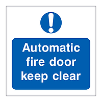 Automatic fire door keep clear symbol sign