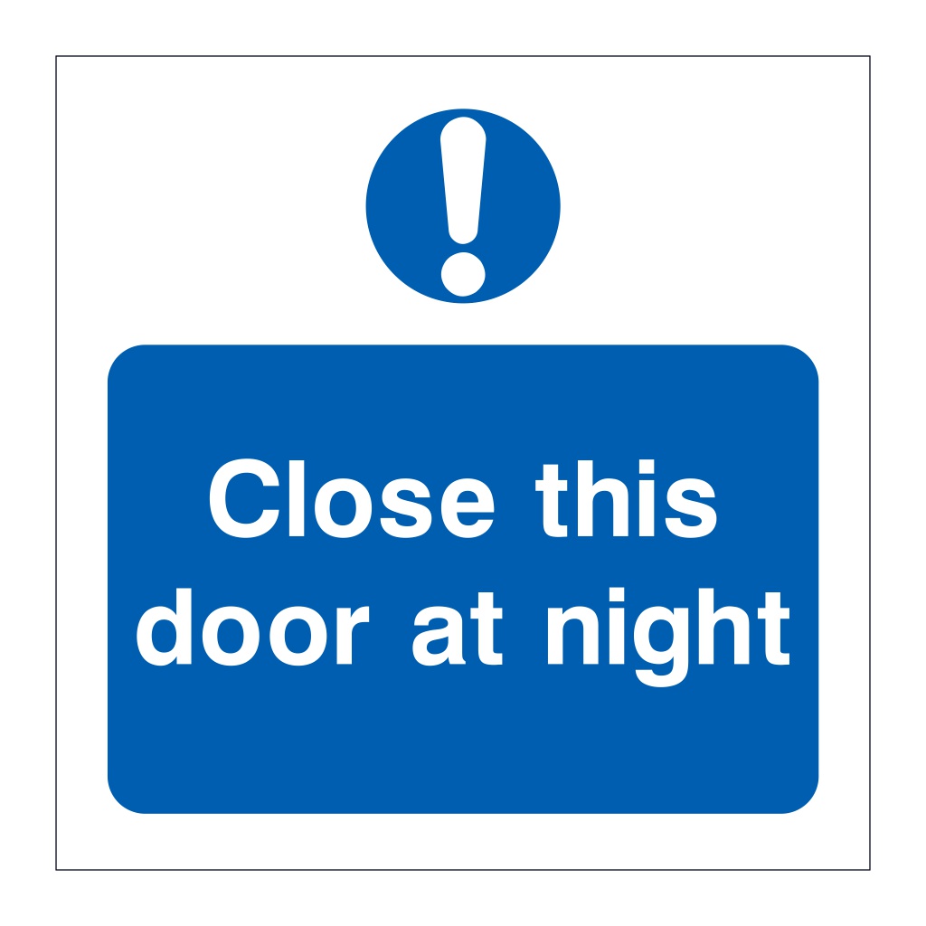 Close this door at night symbol sign