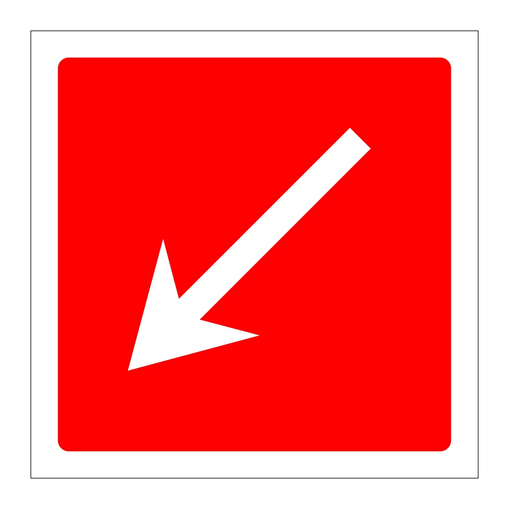 Fire arrow down left sign