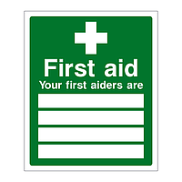 First aid Your first aiders are sign