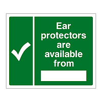 Ear protectors are available from sign