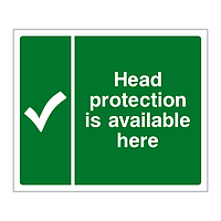 Head protection is available here sign