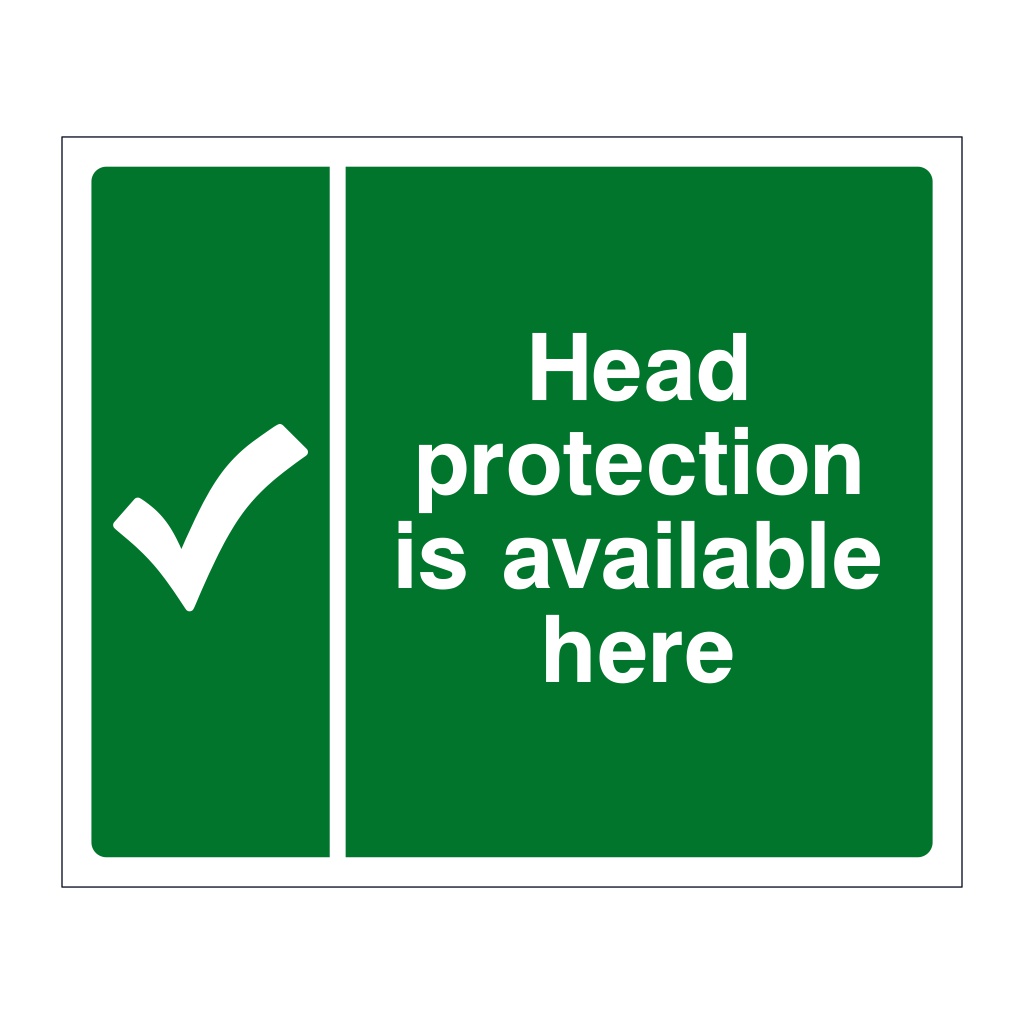 Head protection is available here sign