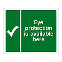 Eye protection is available here sign