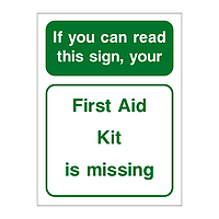 First Aid kit is missing sign