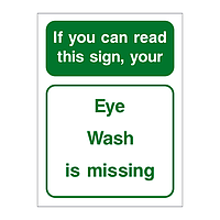 Eye wash is missing sign