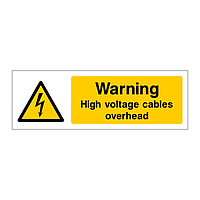 Warning High voltage cables overhead sign