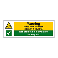 Warning Noise level Ear protection available sign